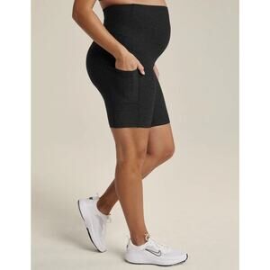 Beyond Yoga Beyond The Bump Spacedye Maternity Biker Shorts XS Pockets Black